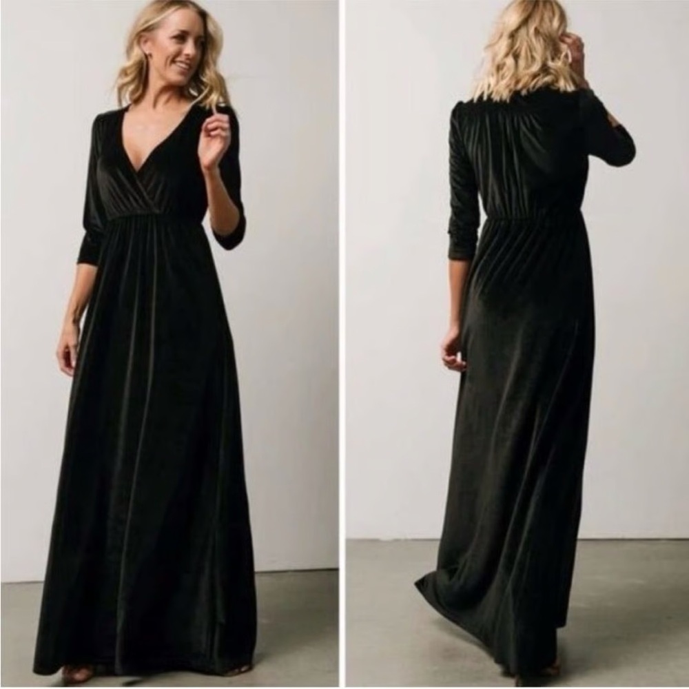 NEW BALTIC BORN Sofia Velvet Maxi Dress- Black (Size XXL)